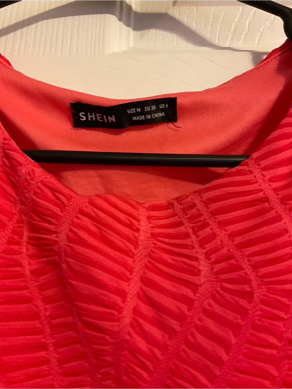 SHEIN Coral Pink Strapless Textured Fit & Flare Dress